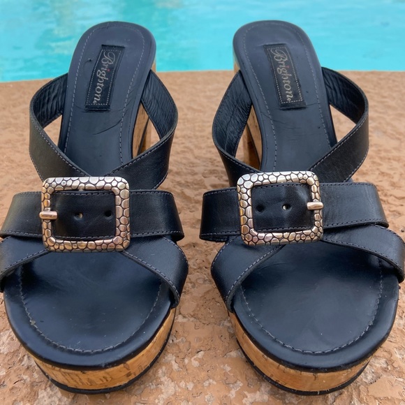 Brighton Shoes - Beautiful Brighton Arbor Corkscrew Wedge Slides!